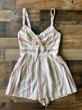 Women's Lily Rose Pink and Cream Romper | S